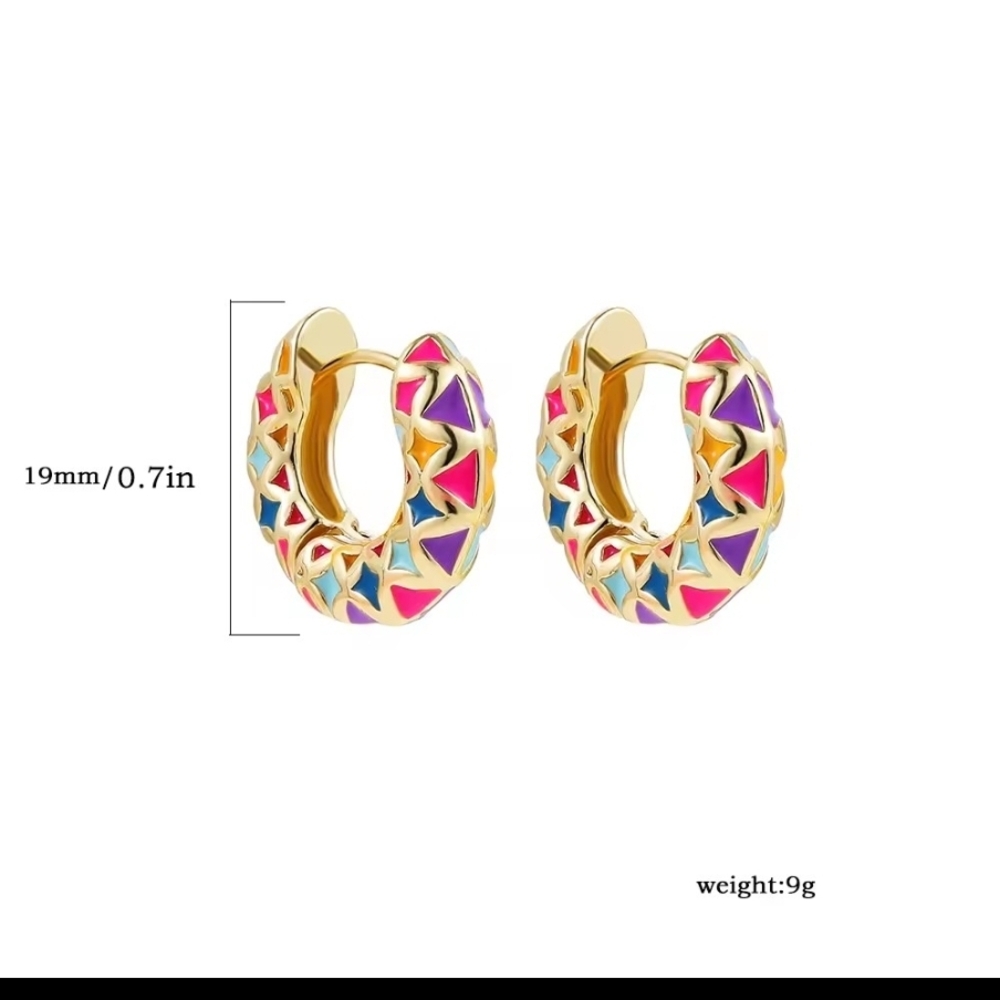 Colorful Geometric Hoop Earrings - Picture 5 of 8